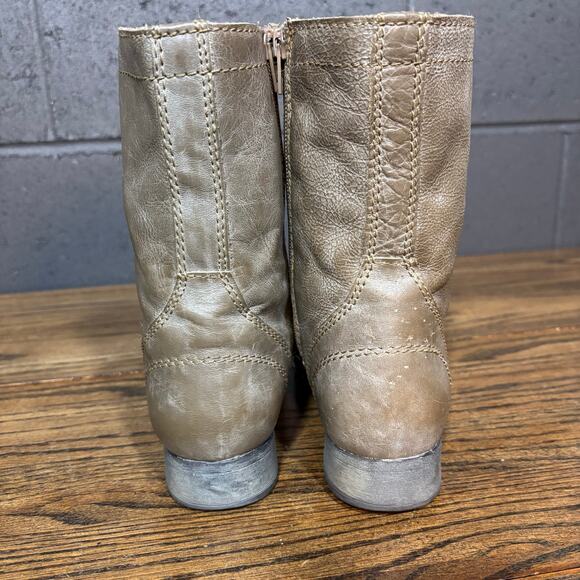 Steve Madden Troopa Combat Boots Women’s 7.5 Lace-Up Side Zip Taupe Leather - Picture 5 of 8